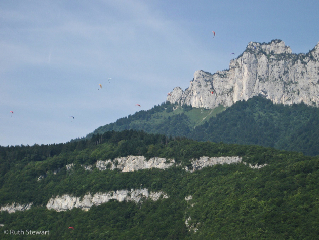 Paragliders over Lac d'Annecy