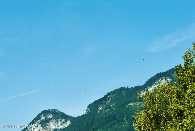 Paragliders over Lac d'Annecy