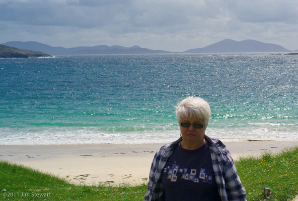 Ruth on the beach at Hushinish